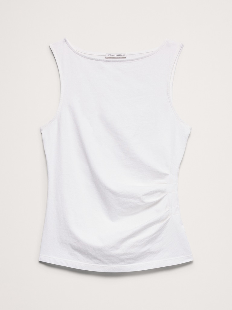 Vintage Cotton Ruched-Side Tank