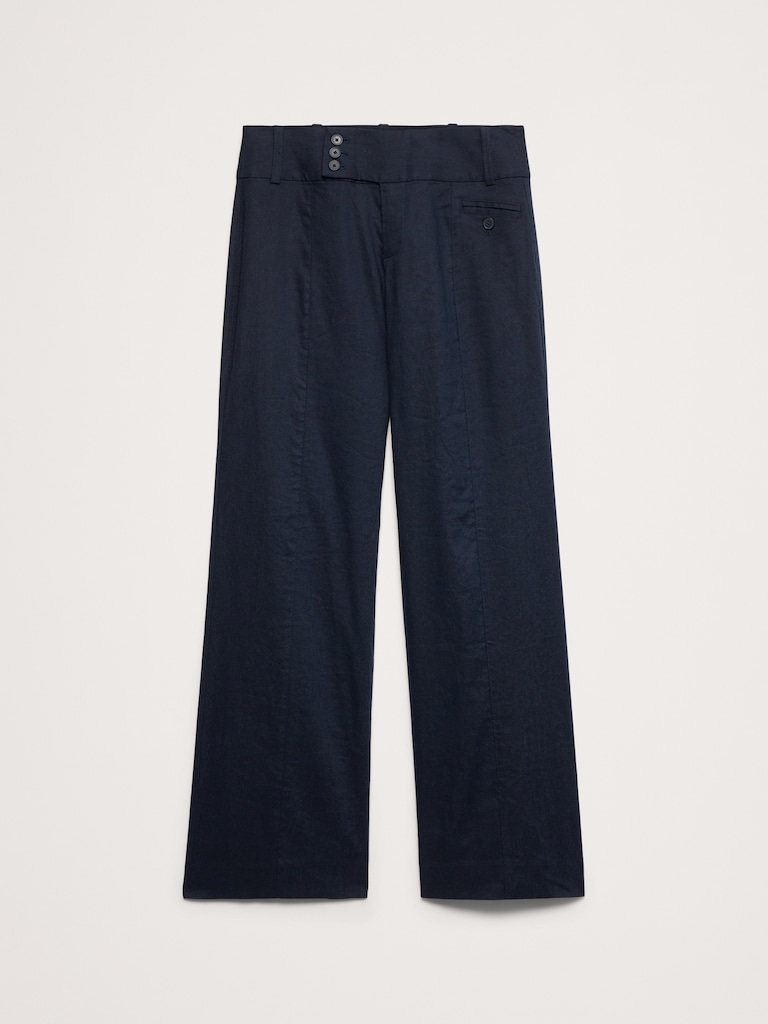 Low-Rise Wide-Leg Stretch Linen-Viscose Pant