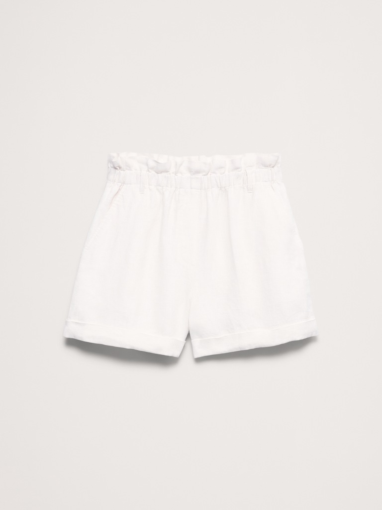 3.5" Paperbag-Waist Pull-On Linen Short