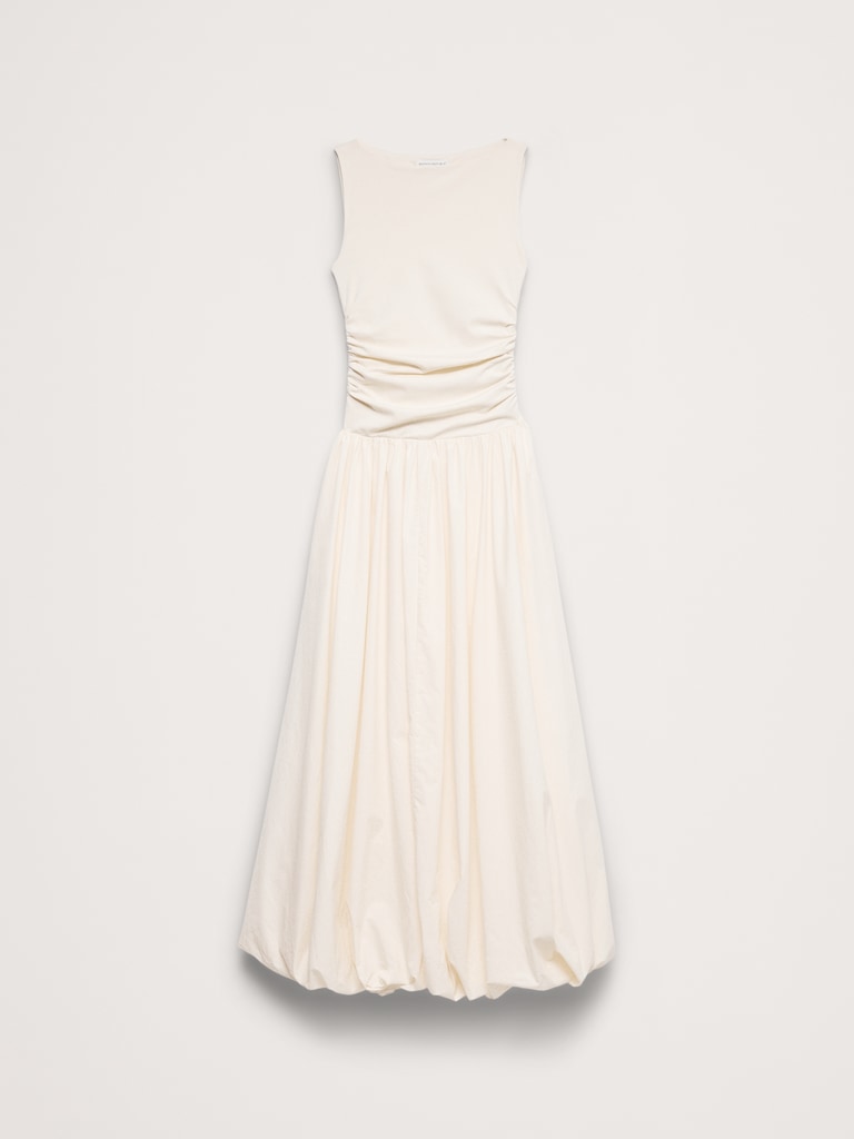 Jersey + Cotton Poplin Bubble-Hem Dress