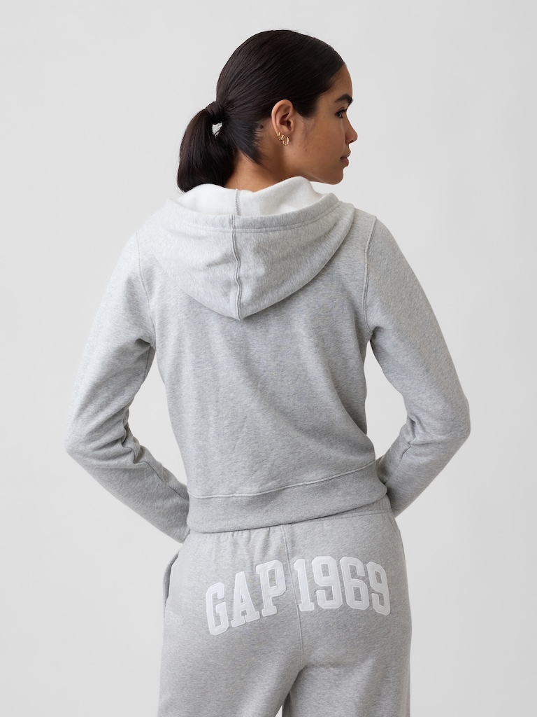 Cropped Fleece Zip Hoodie