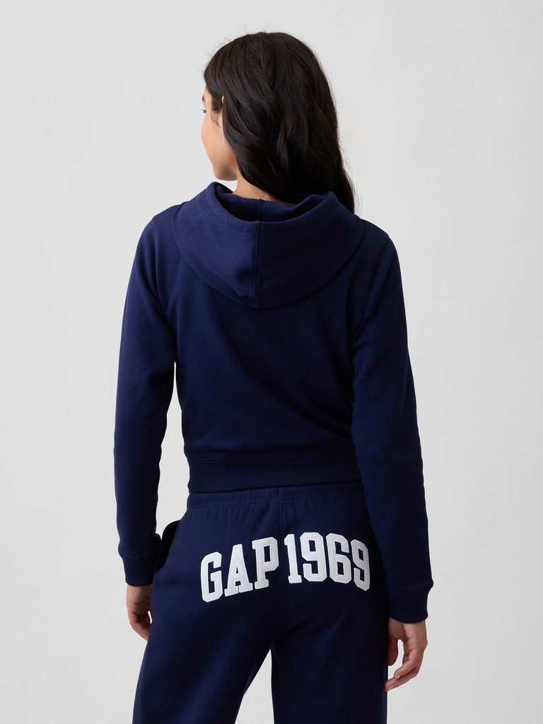 Cropped Fleece Zip Hoodie