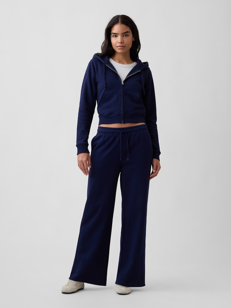 Cropped Fleece Zip Hoodie