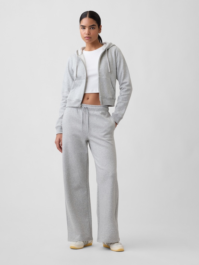 Cropped Fleece Zip Hoodie