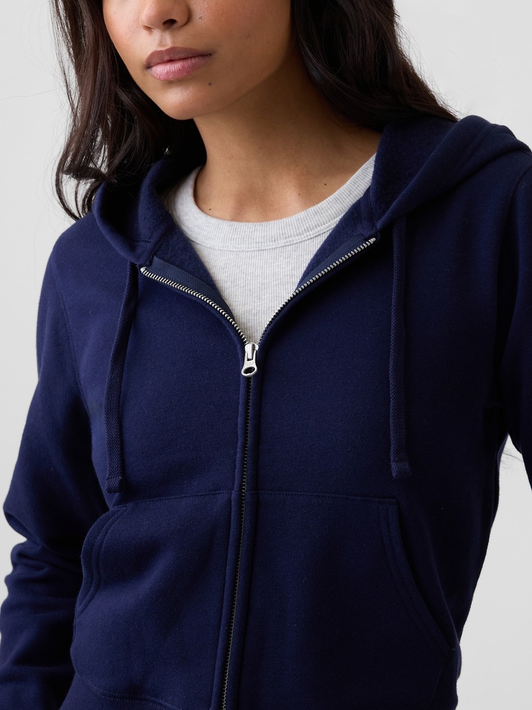 Cropped Fleece Zip Hoodie