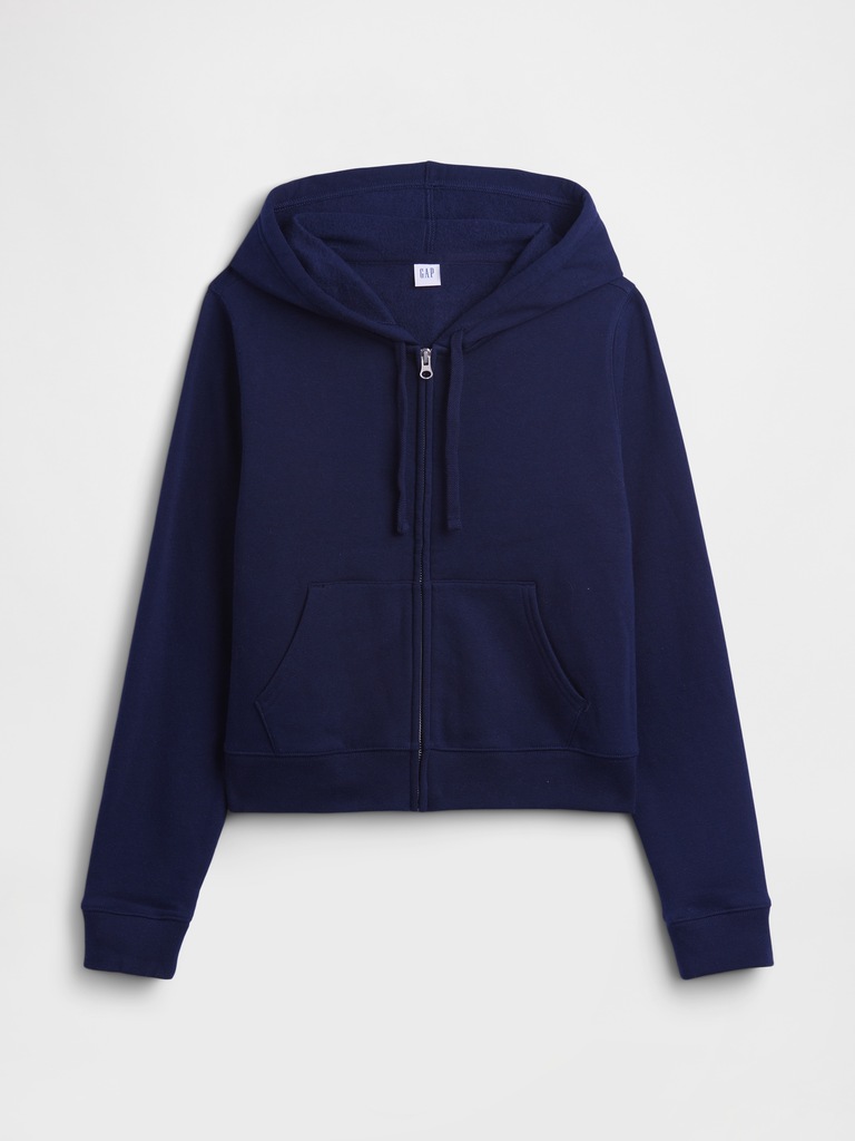 Cropped Fleece Zip Hoodie