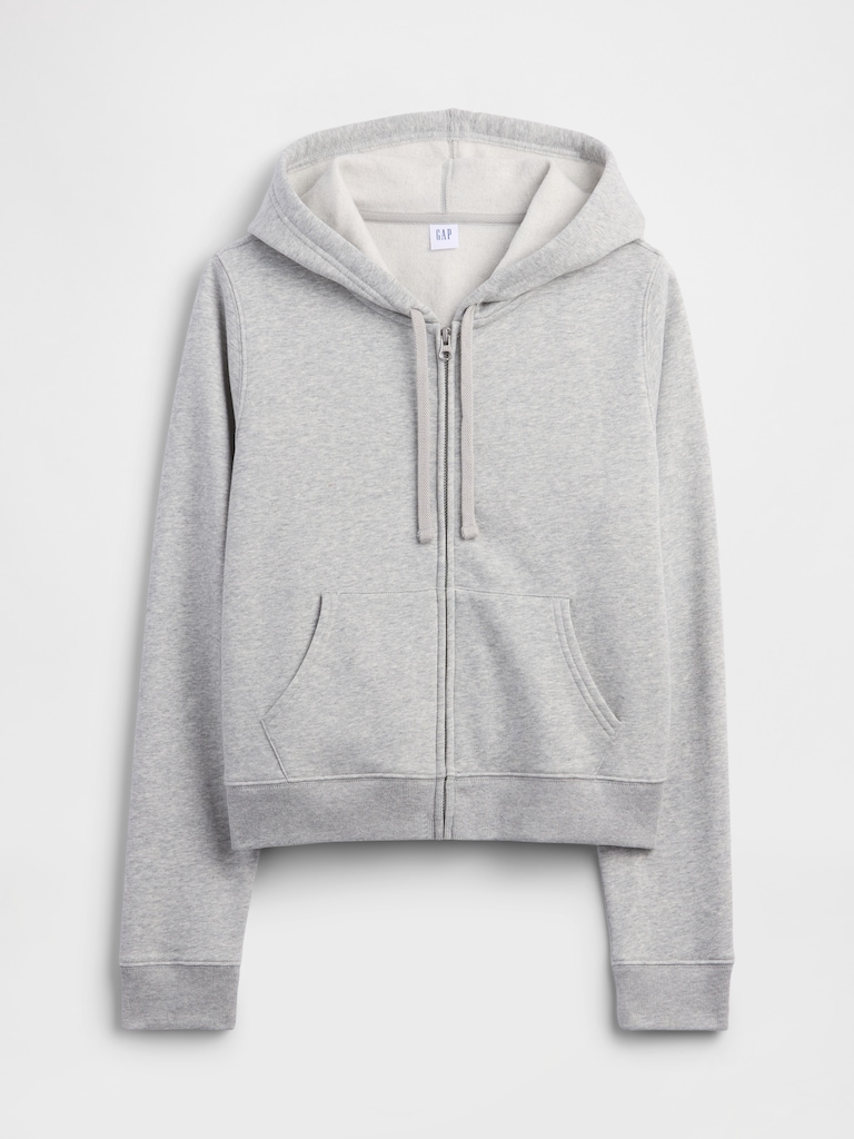Cropped Fleece Zip Hoodie