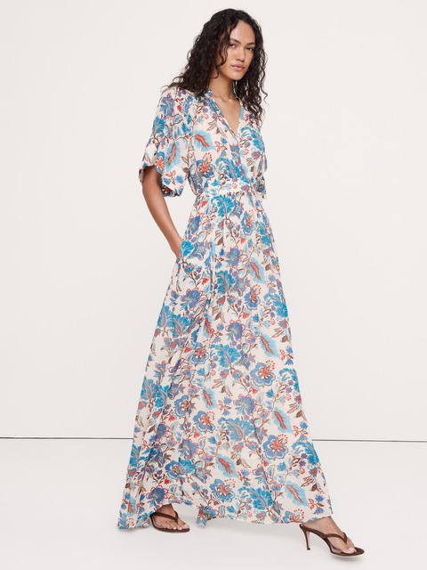 princess polly baby blue dress Women's Plus Size Abbie Short Sleeve Floral Print Maxi White Dress