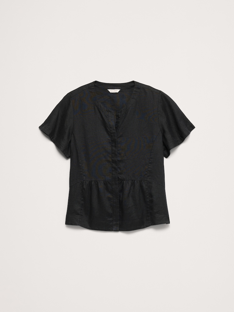 Linen Flutter-Sleeve Top