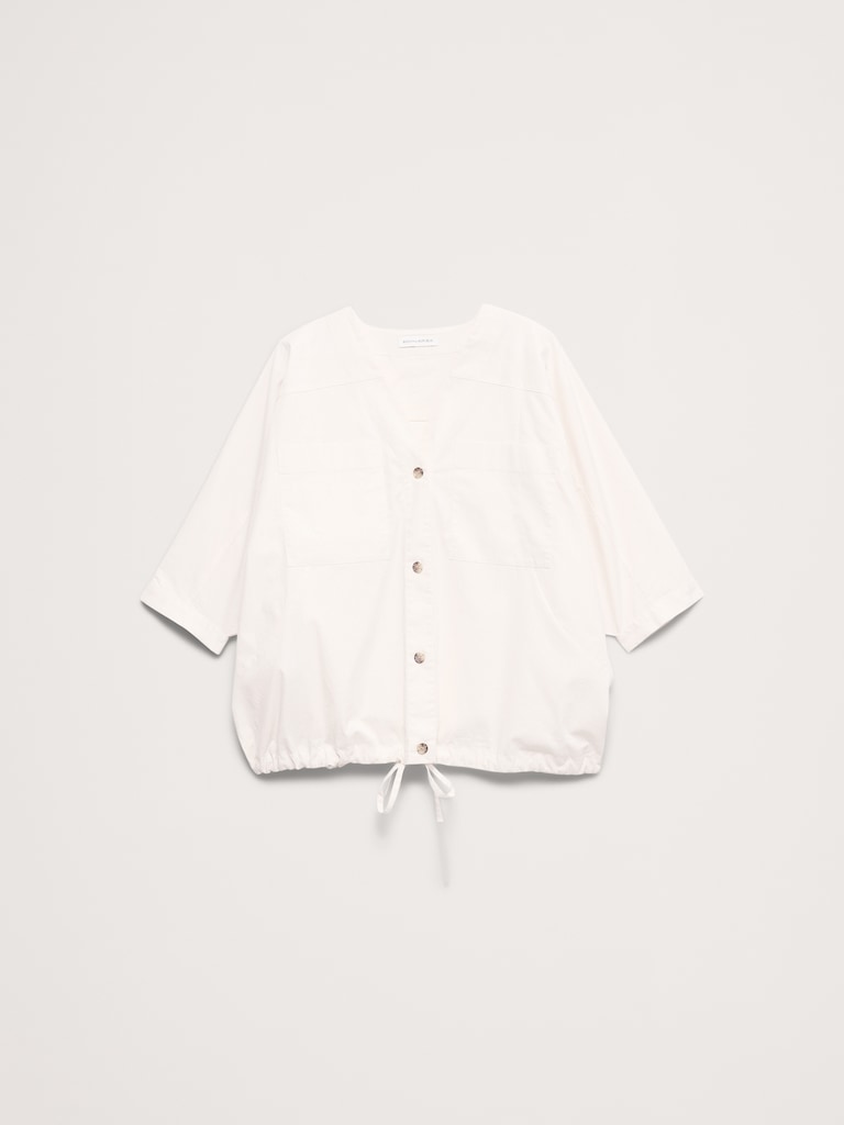 Stretch-Cotton Drawstring-Hem Top