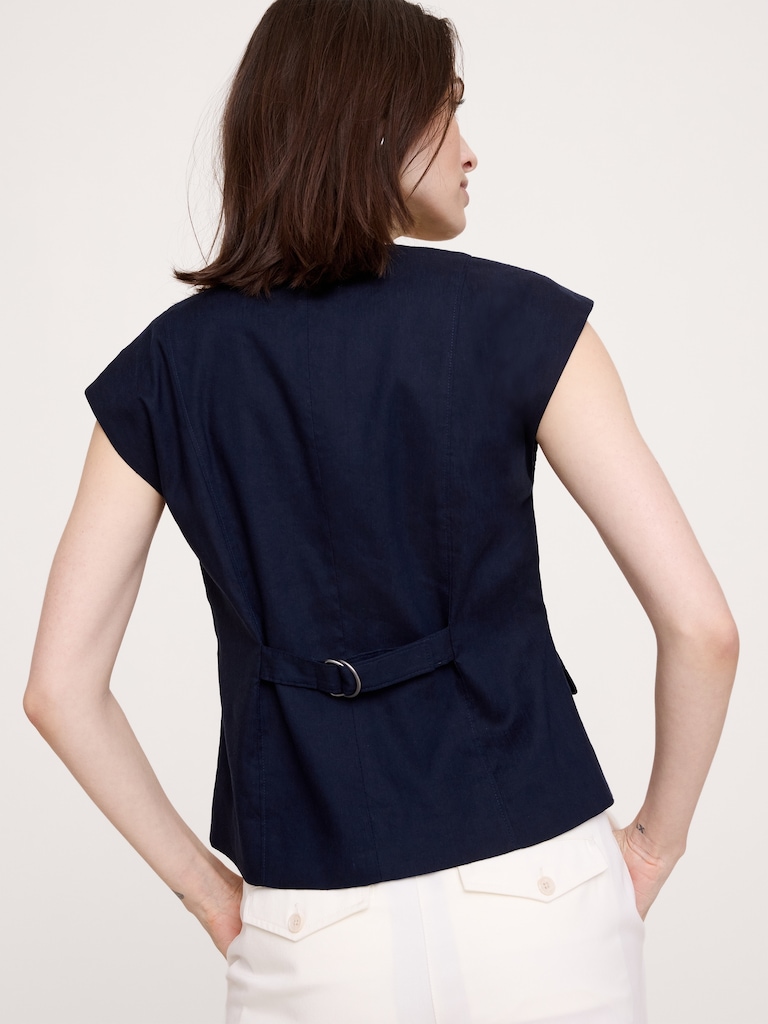 Stretch Linen-Viscose Vest