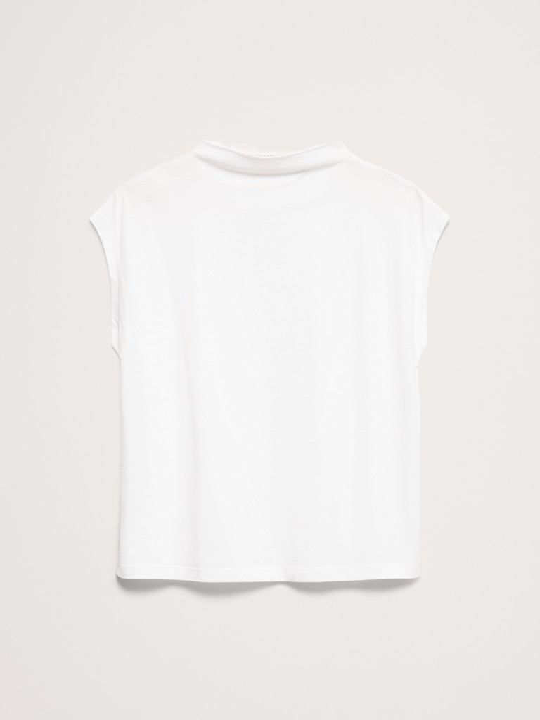 Silky Cotton Mock-Neck Top