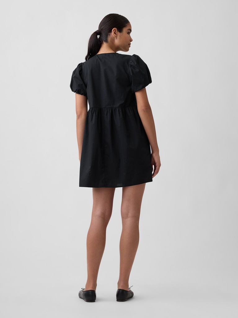 Puff Sleeve Tie-Front Mini Dress