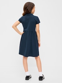 School Uniform Fit and Flare Pique Polo Dress for Girls