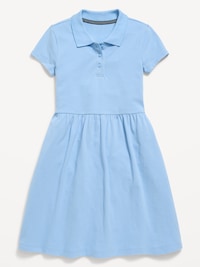 School Uniform Fit and Flare Pique Polo Dress for Girls
