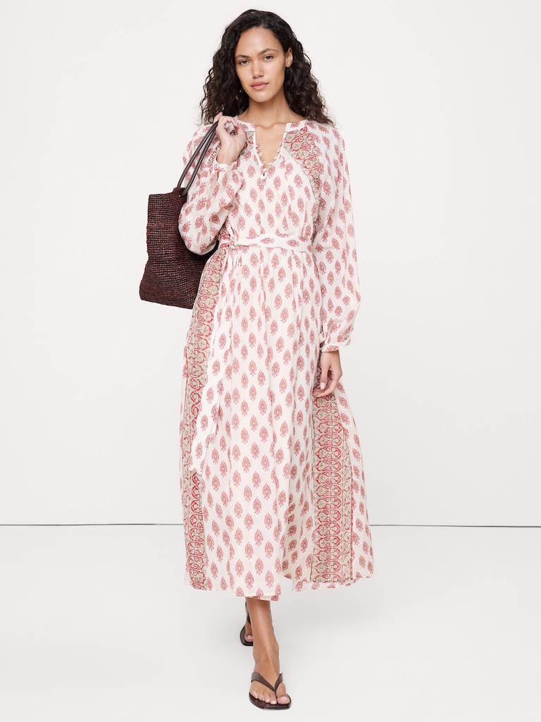 Lightweight Cotton Kaftan Maxi Dress