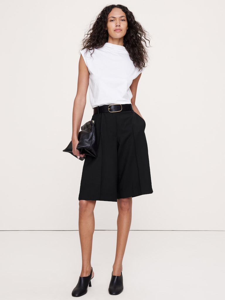 Silky Cotton Mock-Neck Top