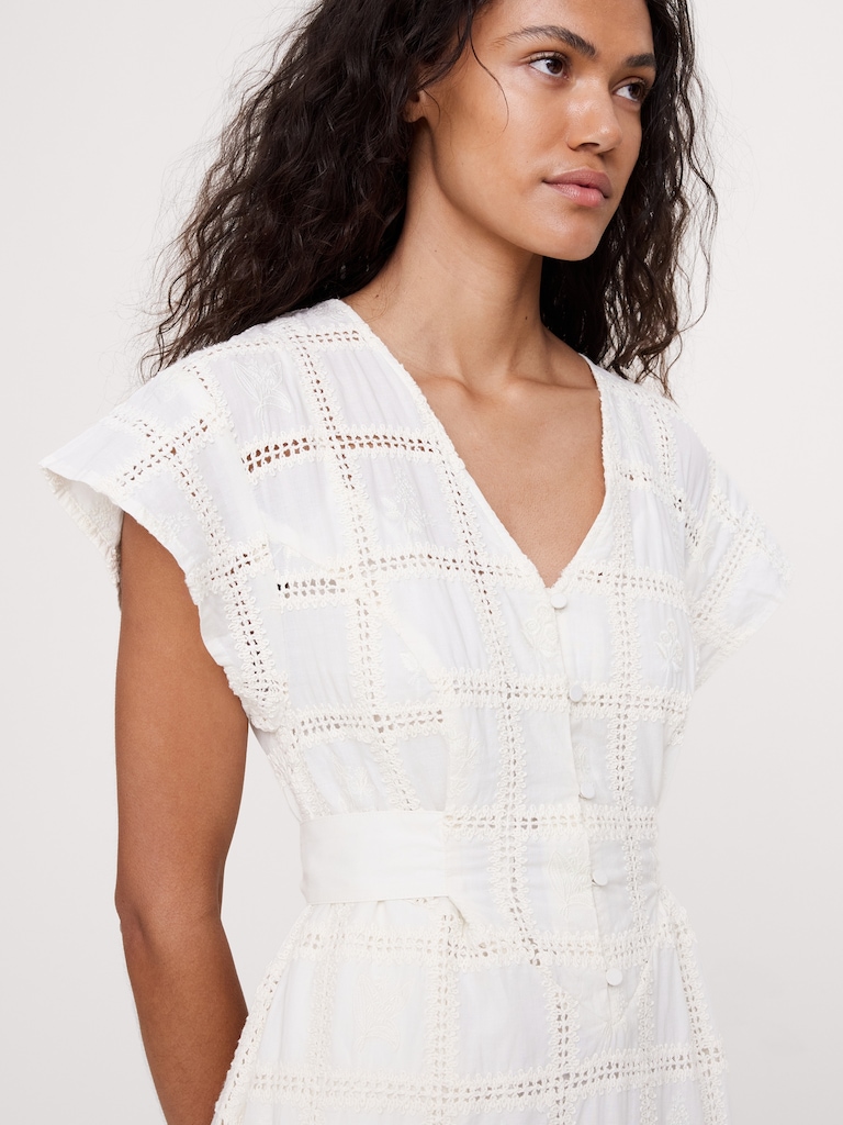 Robe longue en coton brodée