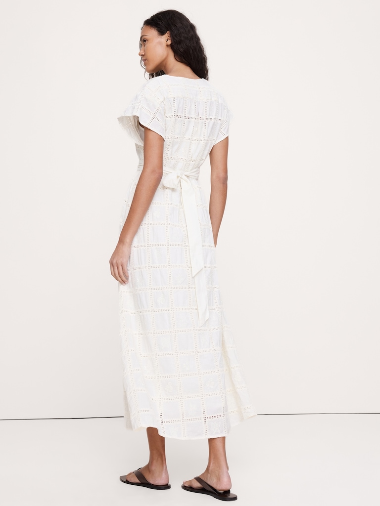 Robe longue en coton brodée