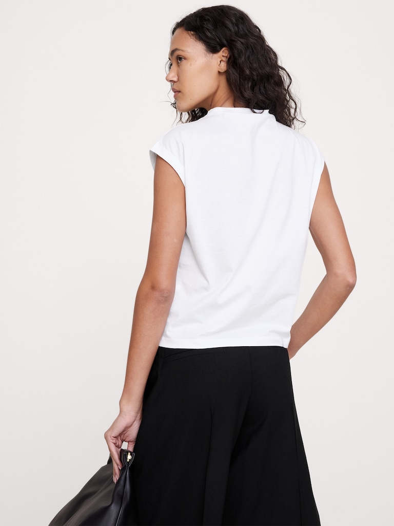 Silky Cotton Mock-Neck Top