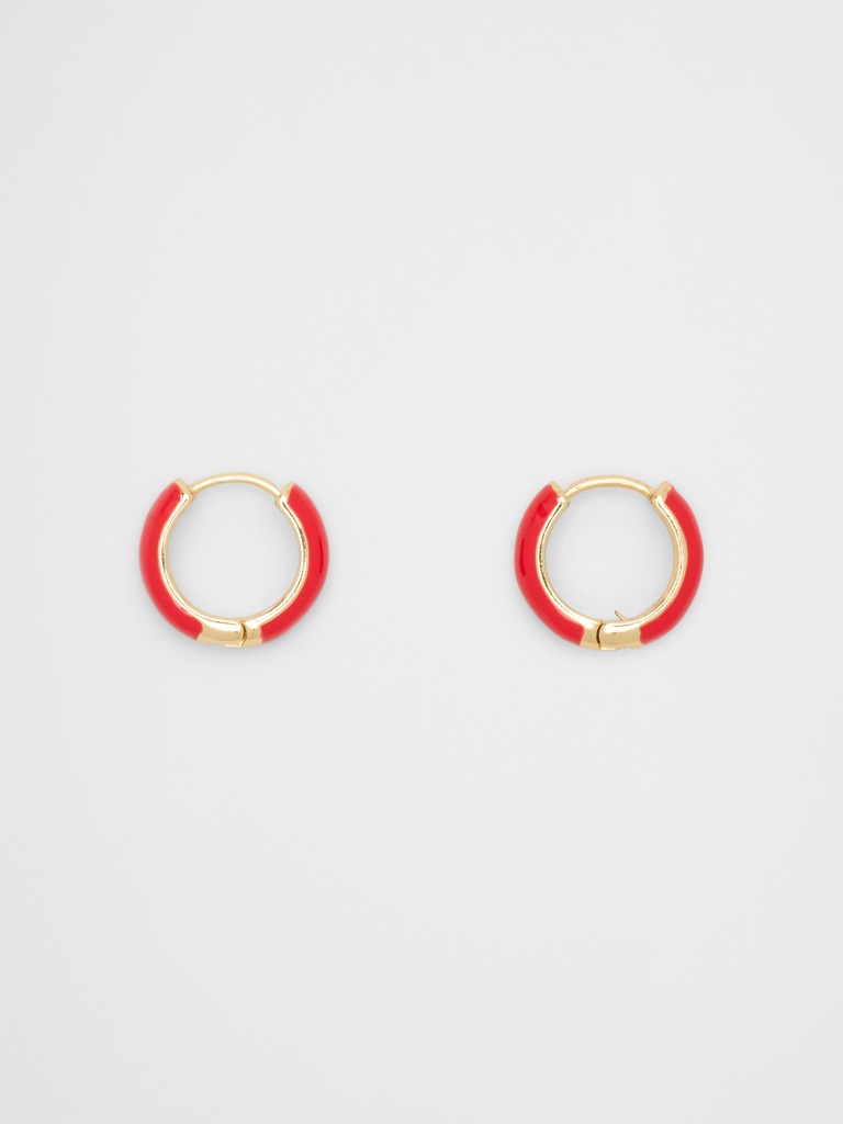 Enamel Huggie Earrings