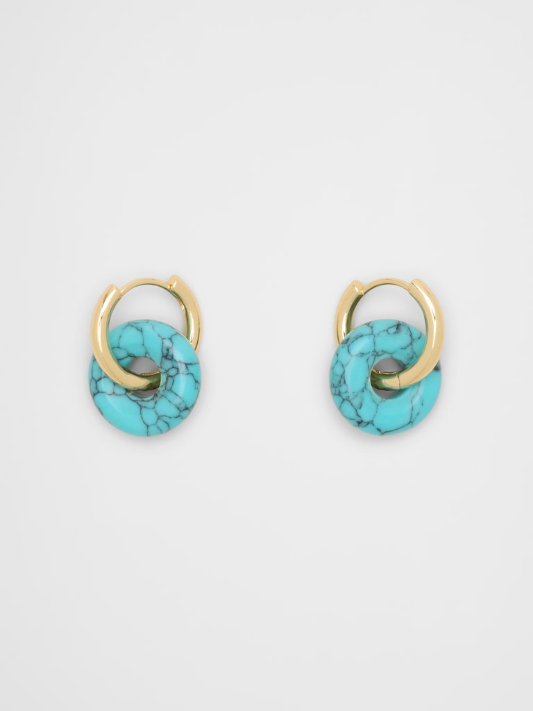 Stone Donut Hoop Earrings