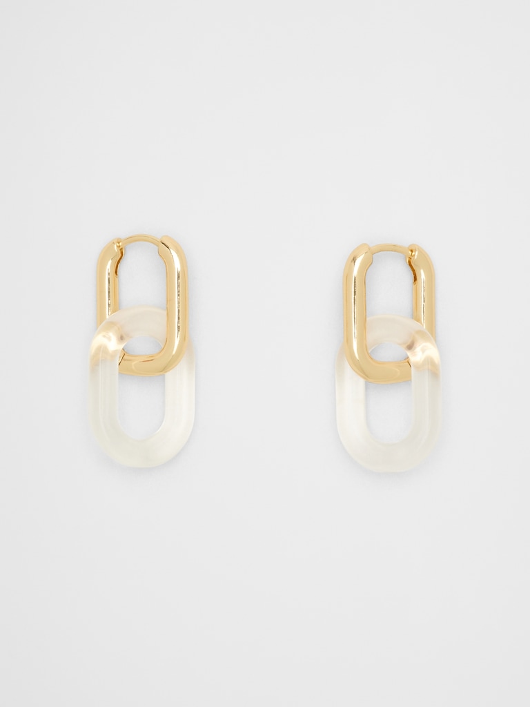 Clear Resin Link Earrings