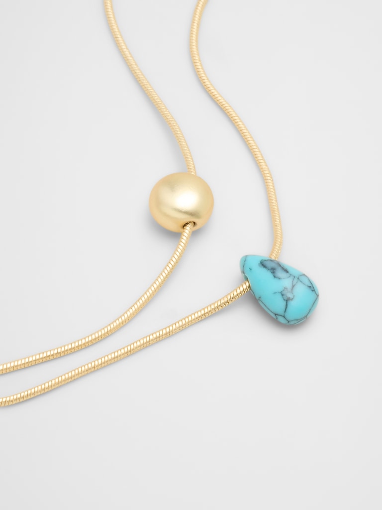 Layered Stone Pendant Necklace