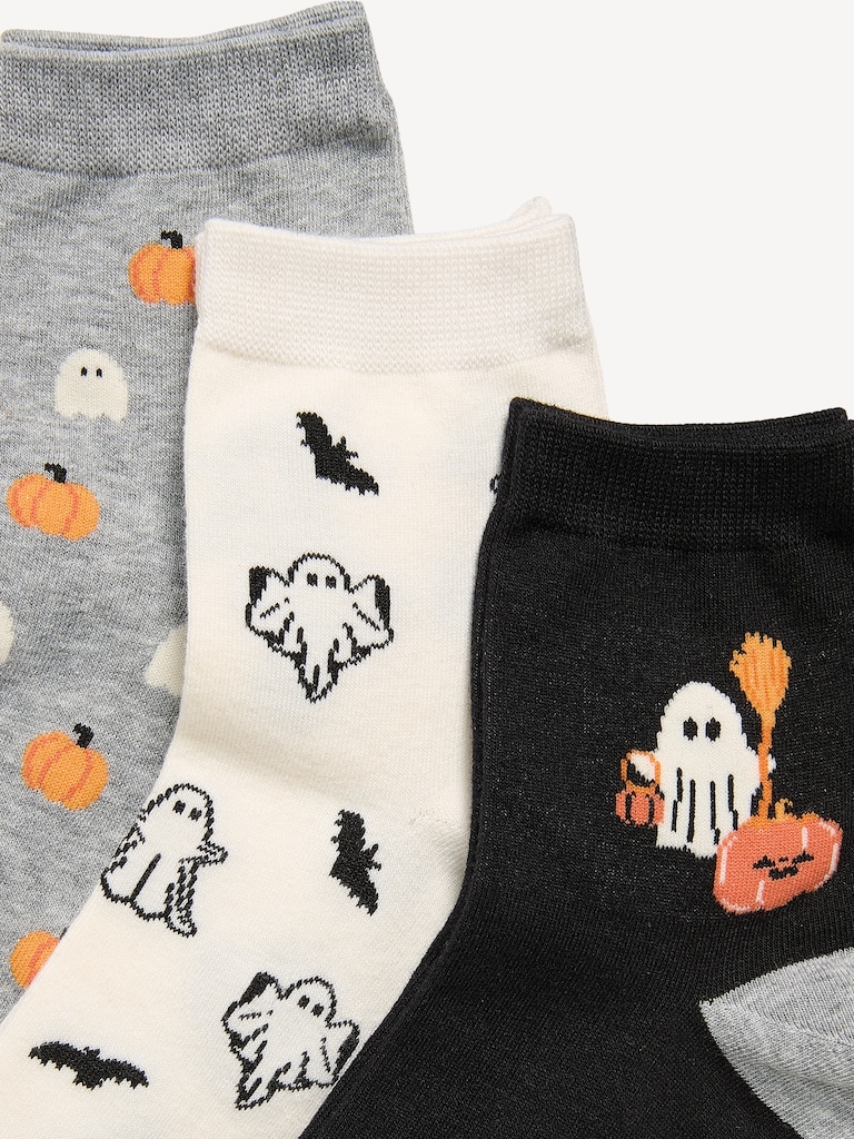 Novelty Quarter Crew Socks 3-Pack for Women