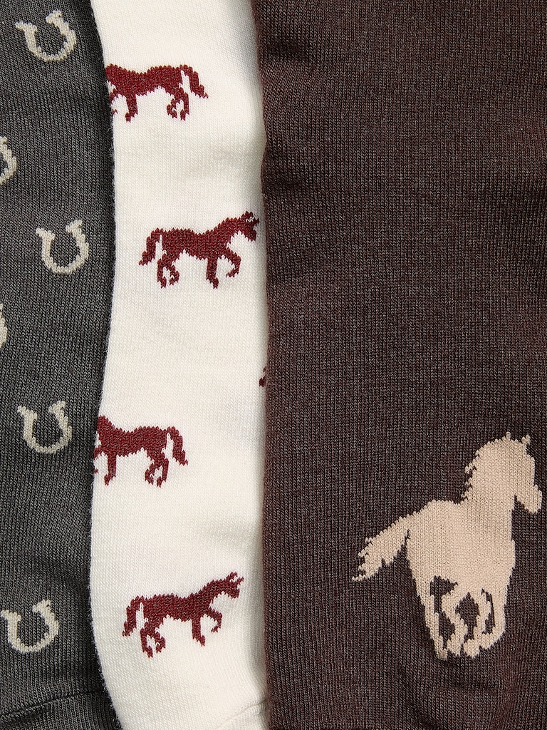Novelty Quarter Crew Socks 3-Pack for Women