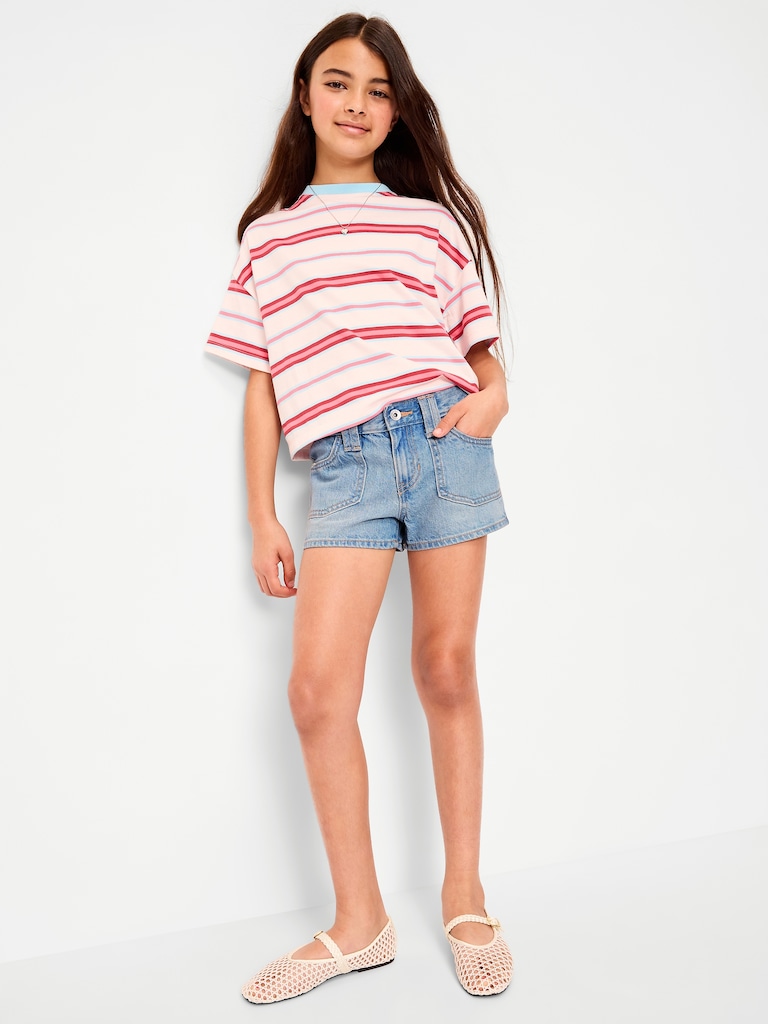 Low-Rise Utility Jean Shorts for Girls