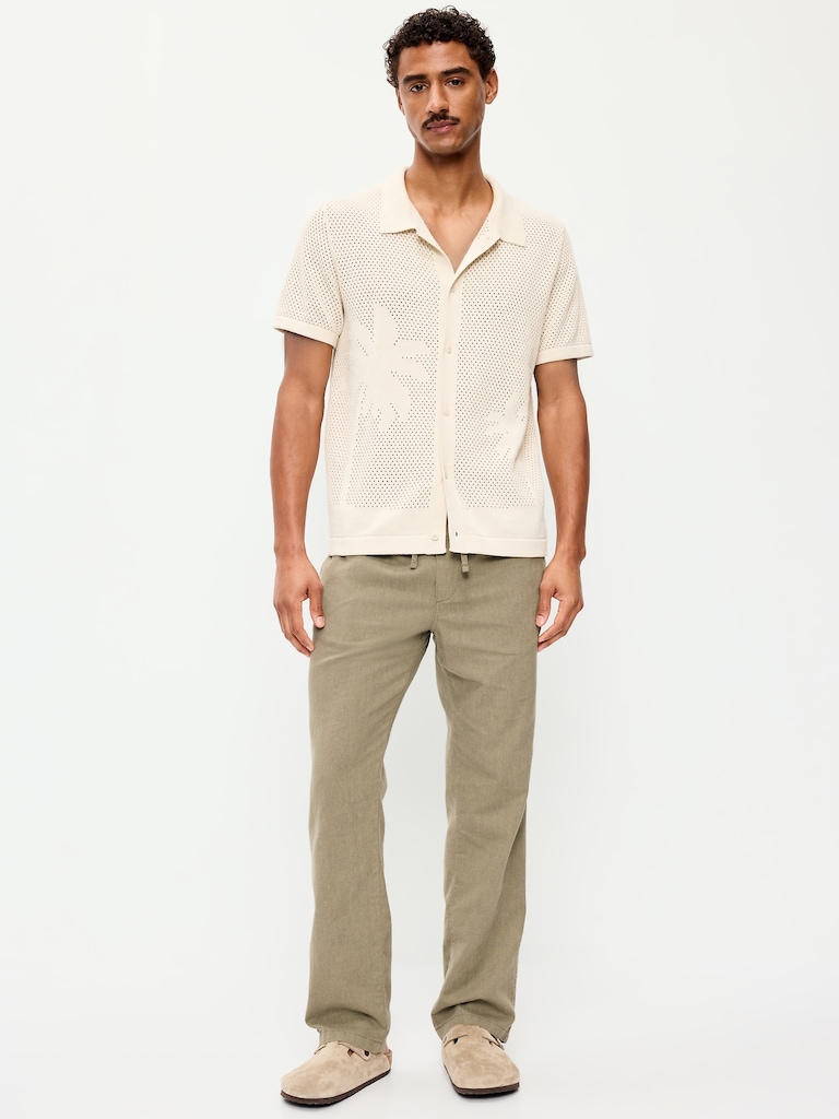 90's Straight-Fit Linen-Blend Pants