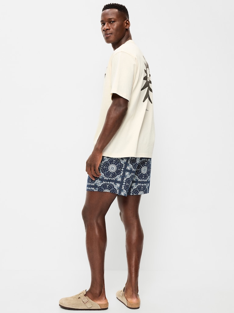 Linen-Blend Jogger Shorts -- 5-inch inseam