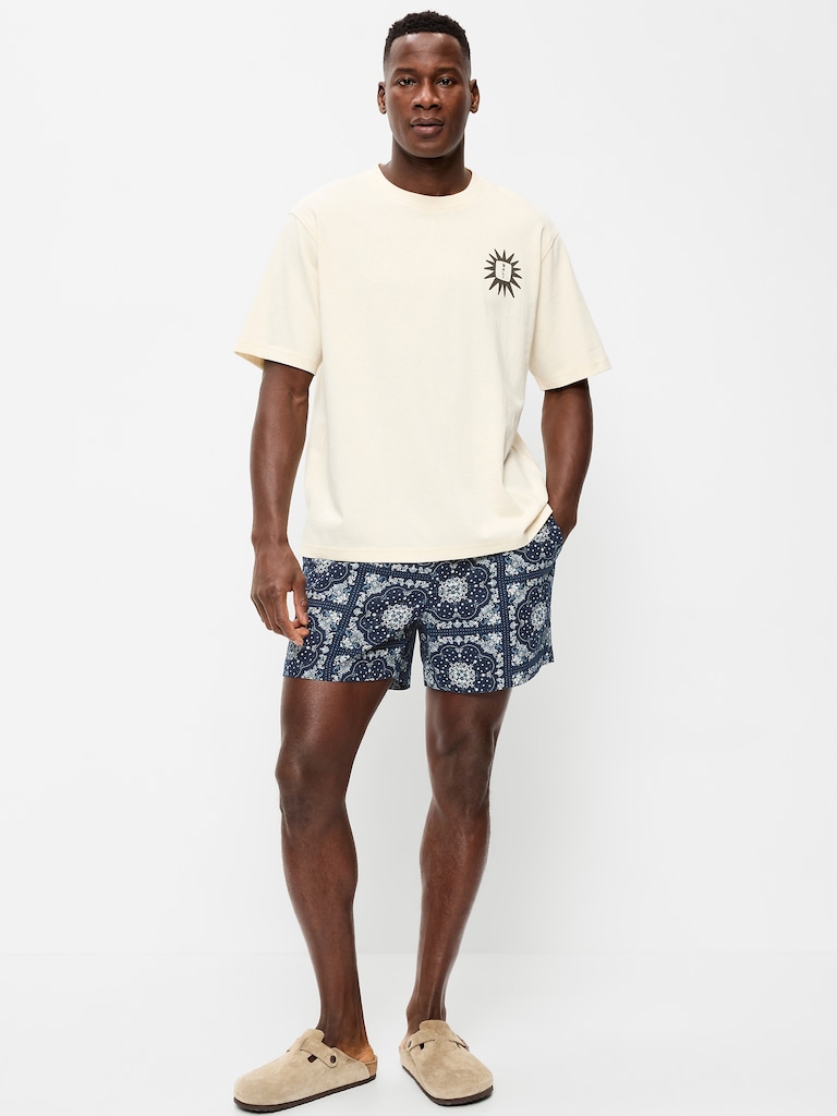 Linen-Blend Jogger Shorts -- 5-inch inseam