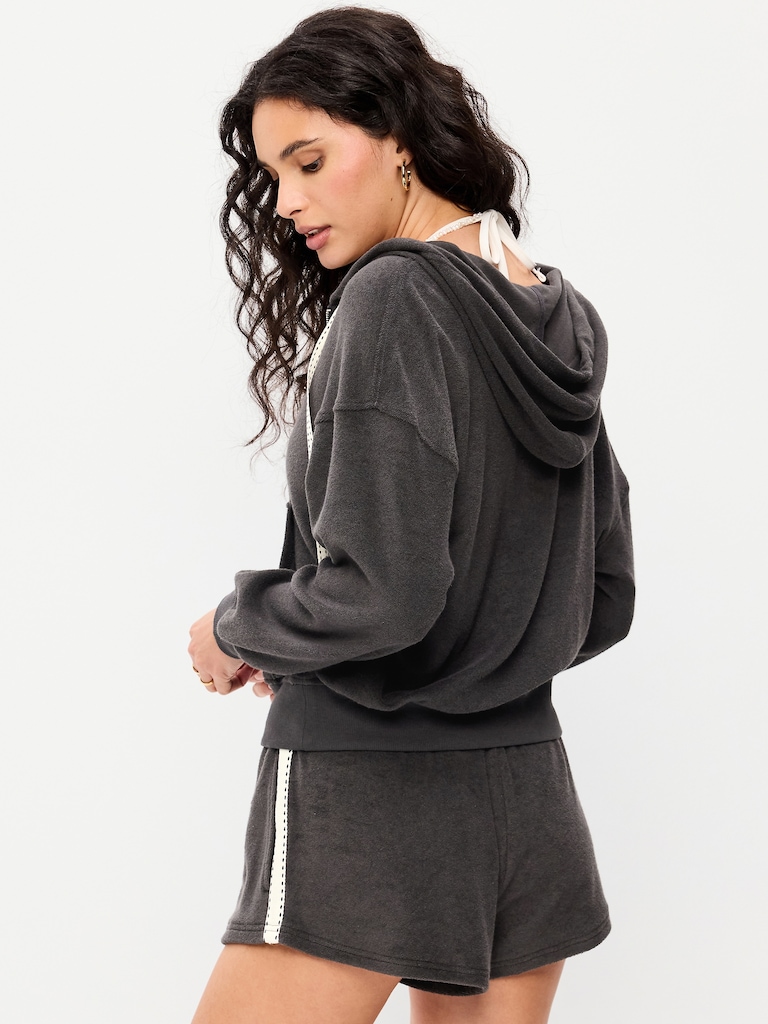 Veste à capuchon en jersey bouclette