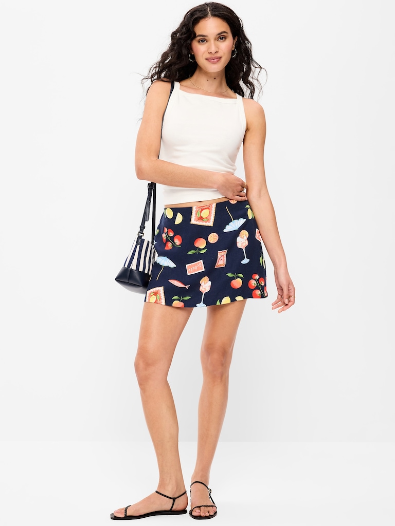 Jupe-short courte en mélange de lin