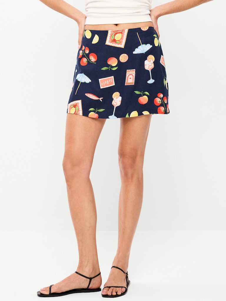 Jupe-short courte en mélange de lin