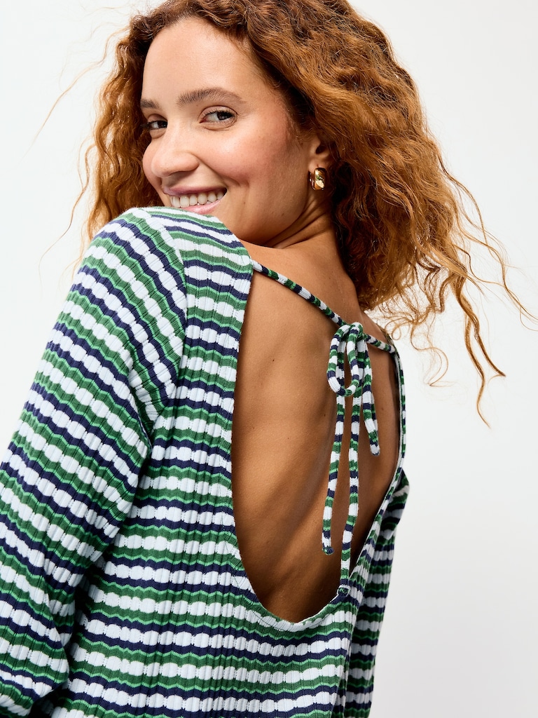 Pointelle Rib-Knit Cover-Up