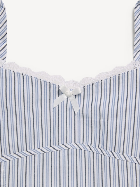 Sleeveless Fit and Flare Striped Lace-Trim Dress for Girls