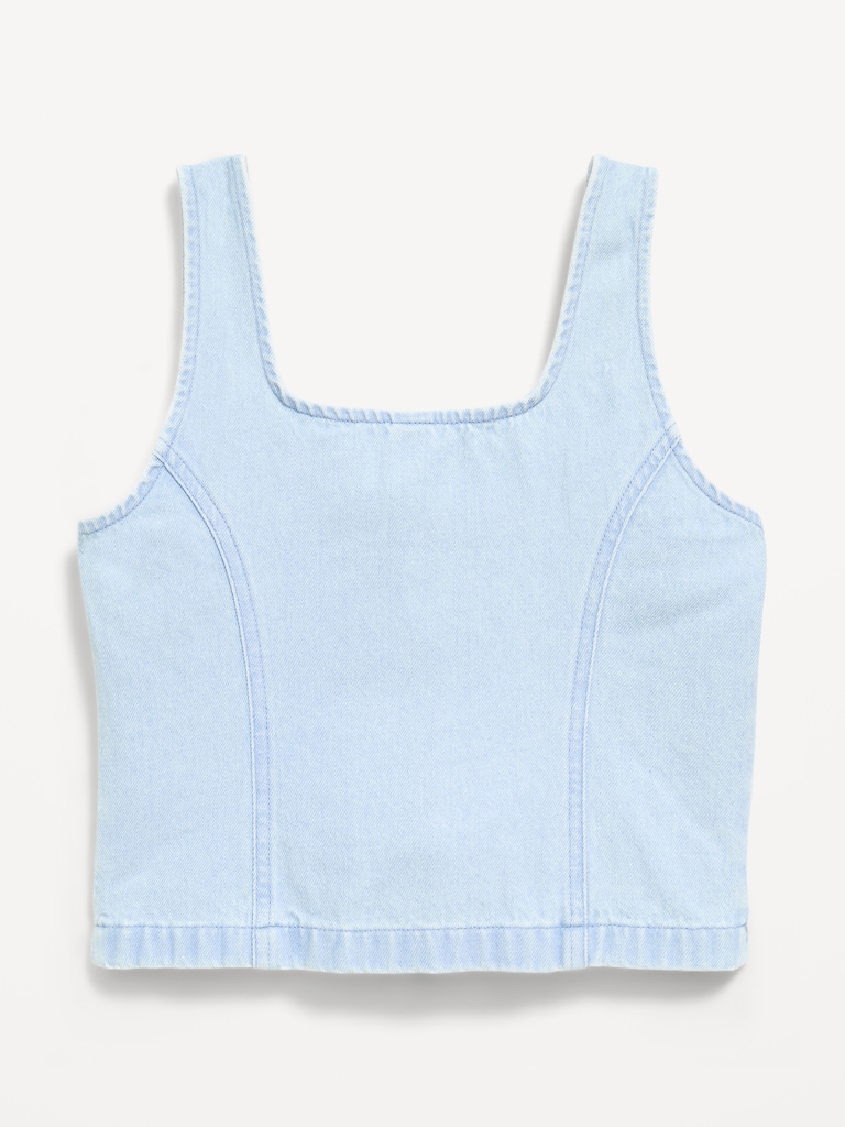 Button-Front Denim Tank Top for Girls