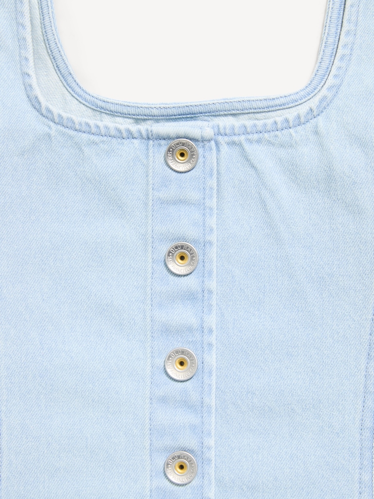 Button-Front Denim Tank Top for Girls