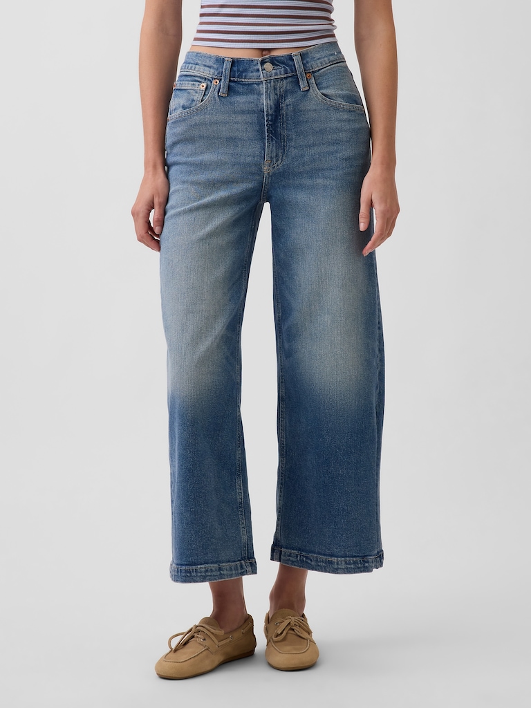 High Rise Stride Wide-Leg Ankle Jeans