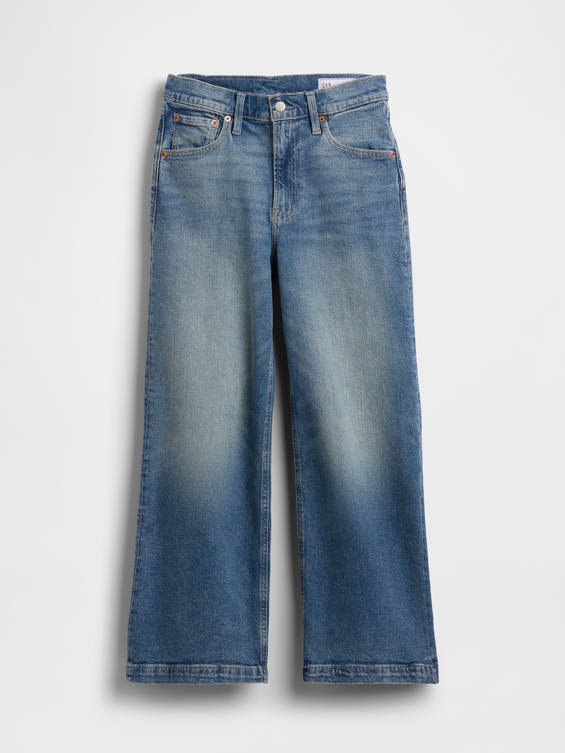 High Rise Stride Wide-Leg Ankle Jeans