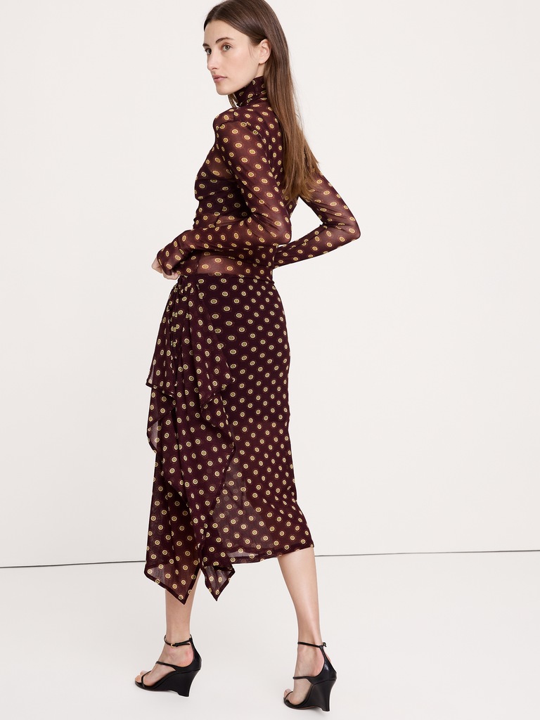 Layered Mesh Wrap Skirt