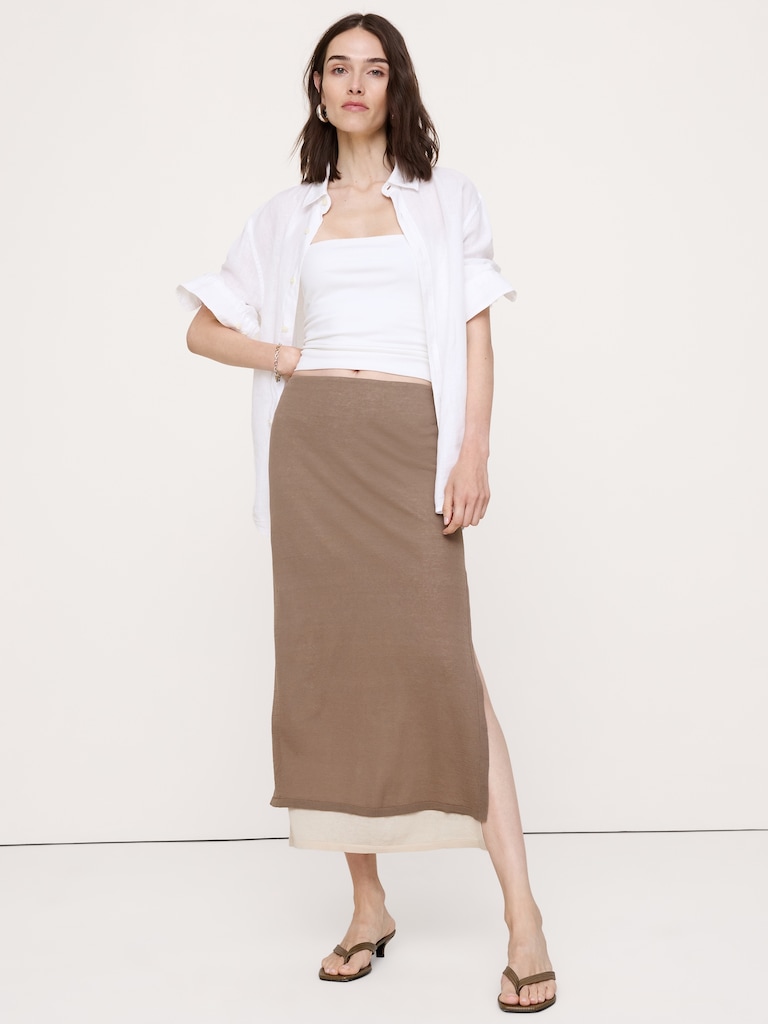Layered Ultra-Fine Cotton Maxi Skirt