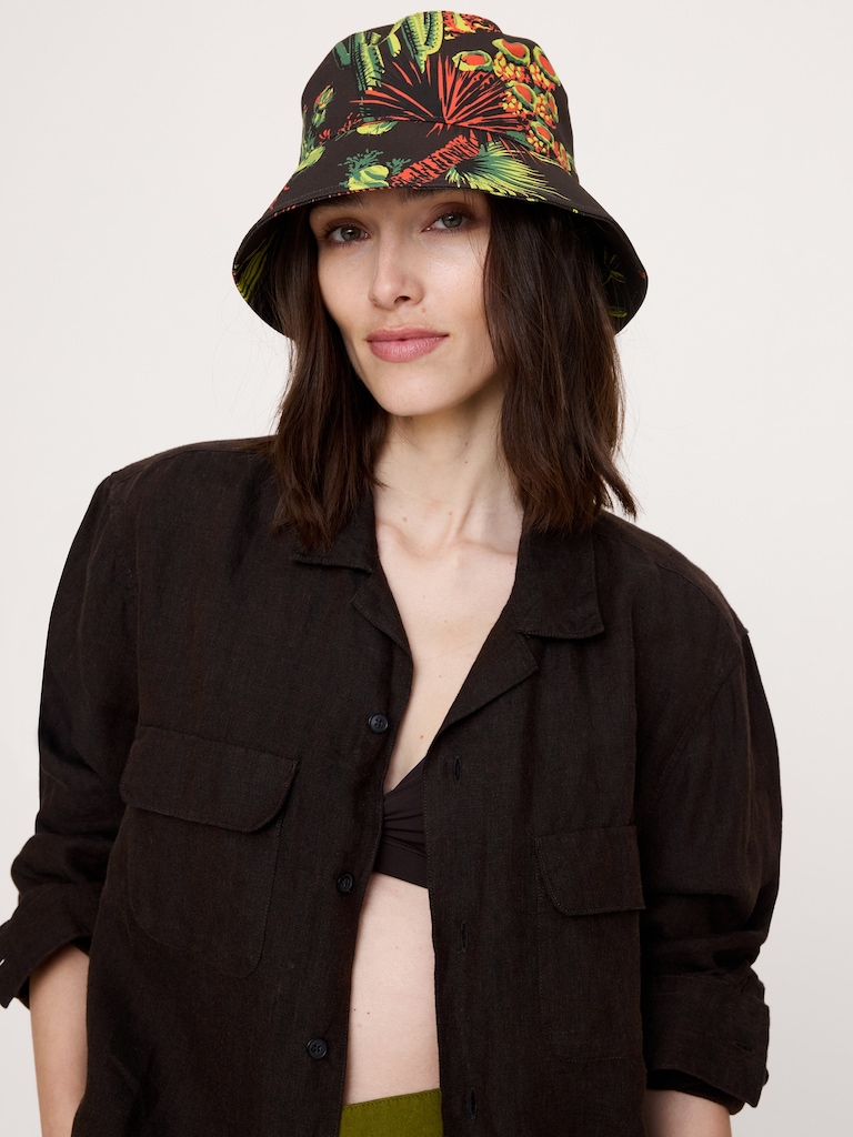 Chapeau cloche en toile de coton avec poche