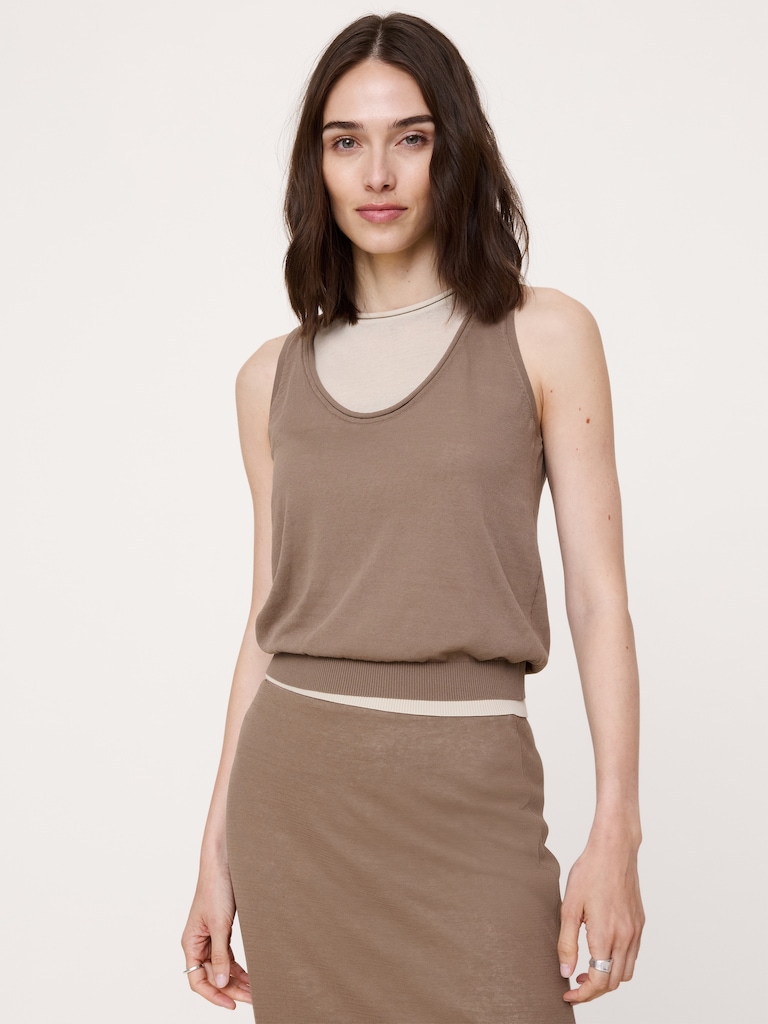 Sheer Ultra-Fine Cotton Layered Tank
