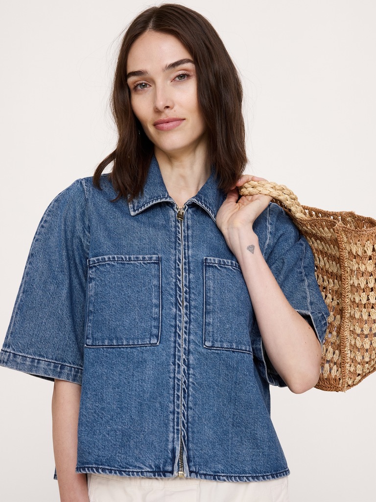 Denim Flare-Sleeve Jacket