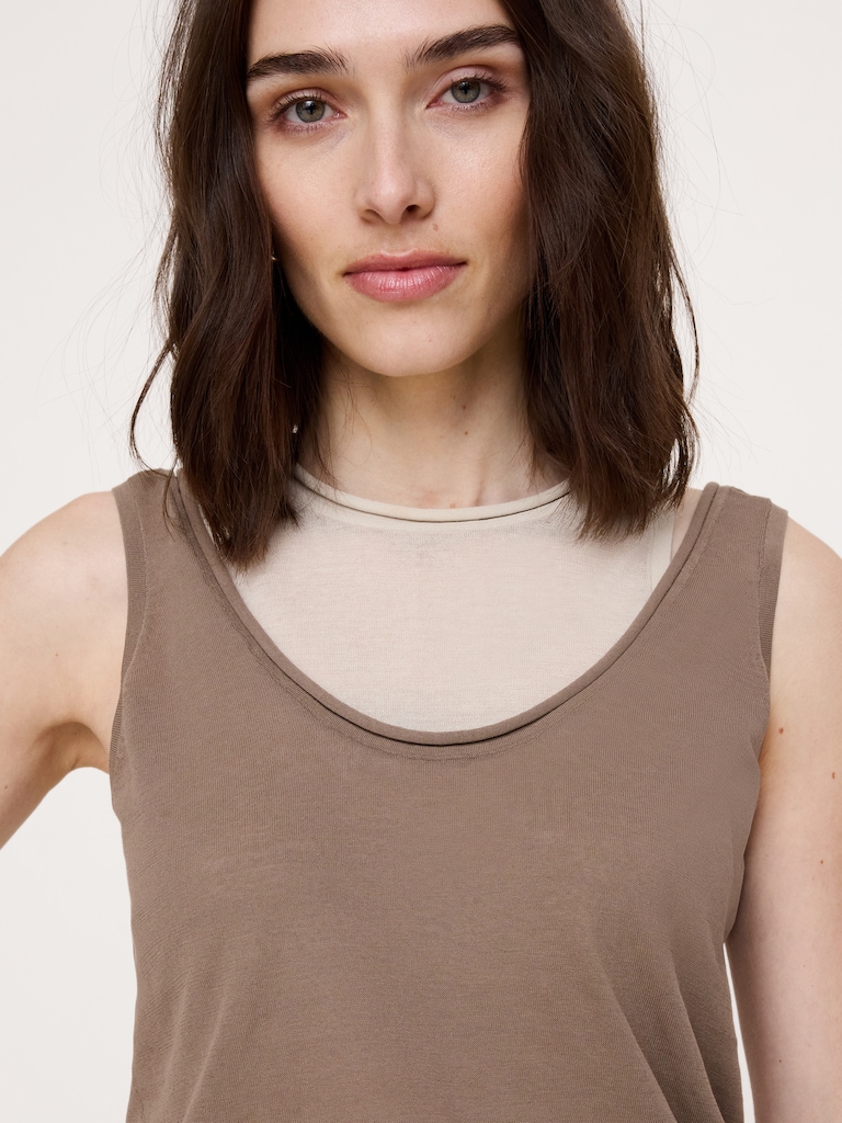 Sheer Ultra-Fine Cotton Layered Tank