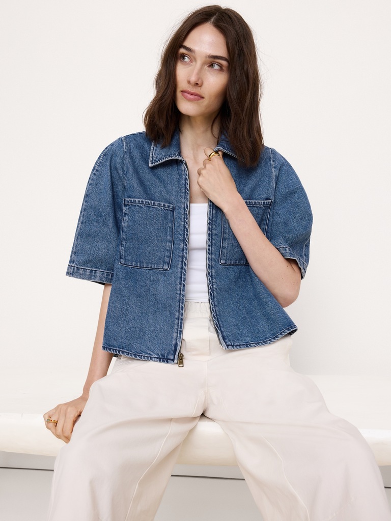 Denim Flare-Sleeve Jacket